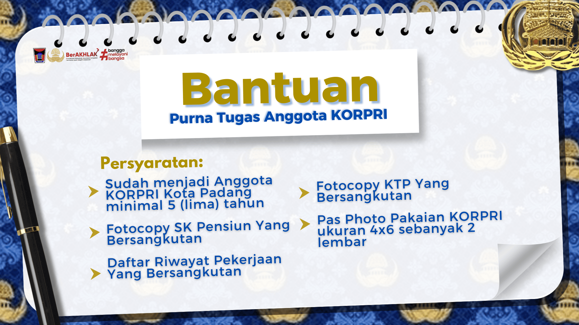 Bantuan Purna Tugas Anggota KORPRI Kota Padang